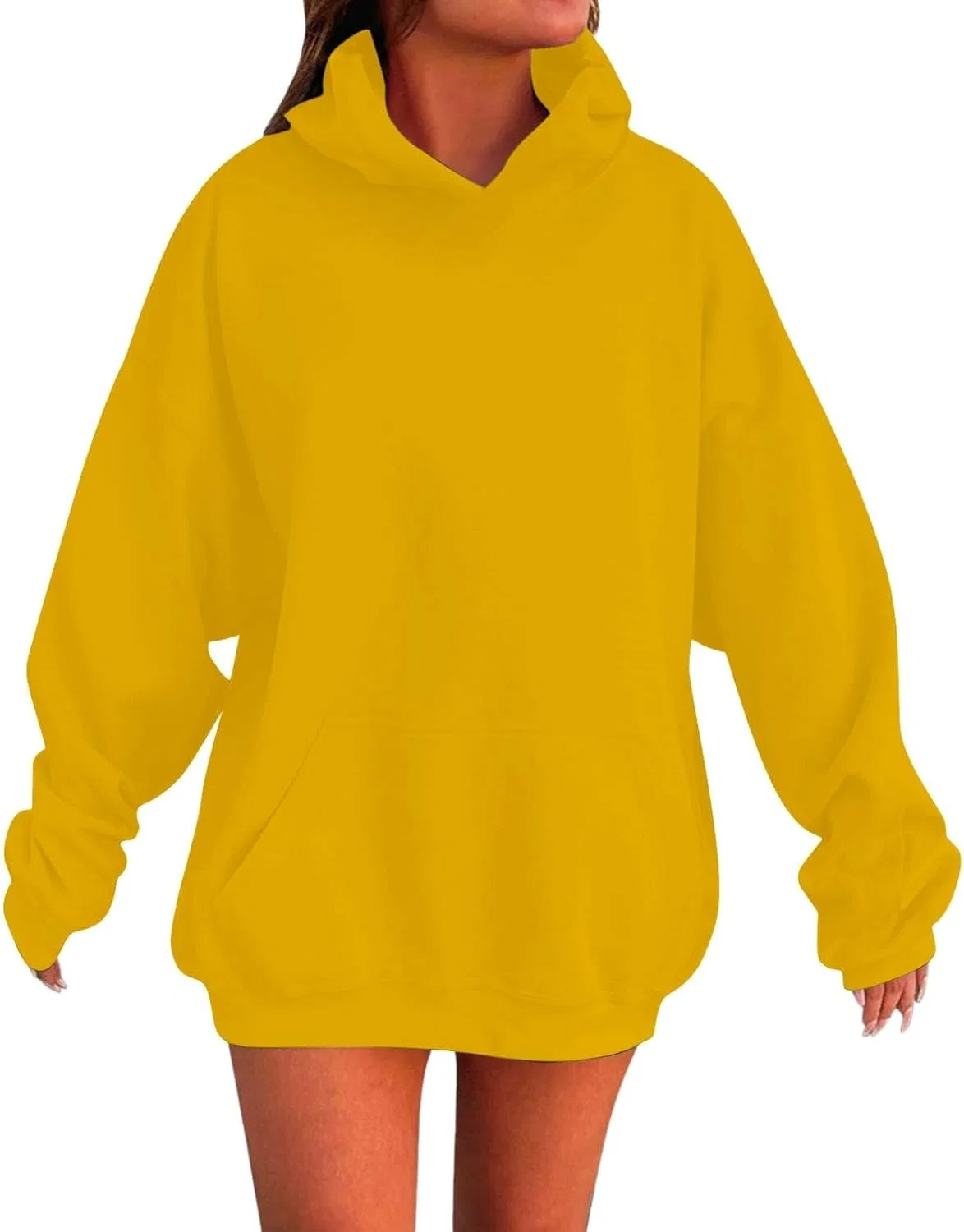 Худи оверсайз для девочек, длинный рукав, Generic, Yellow