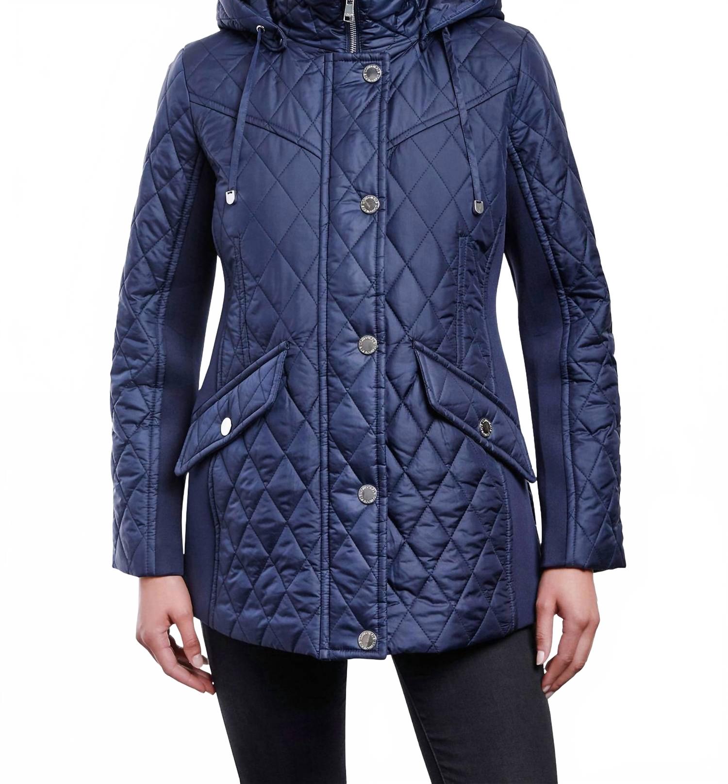 

Куртка с капюшоном на молнии стеганая в синем цвете London Fog