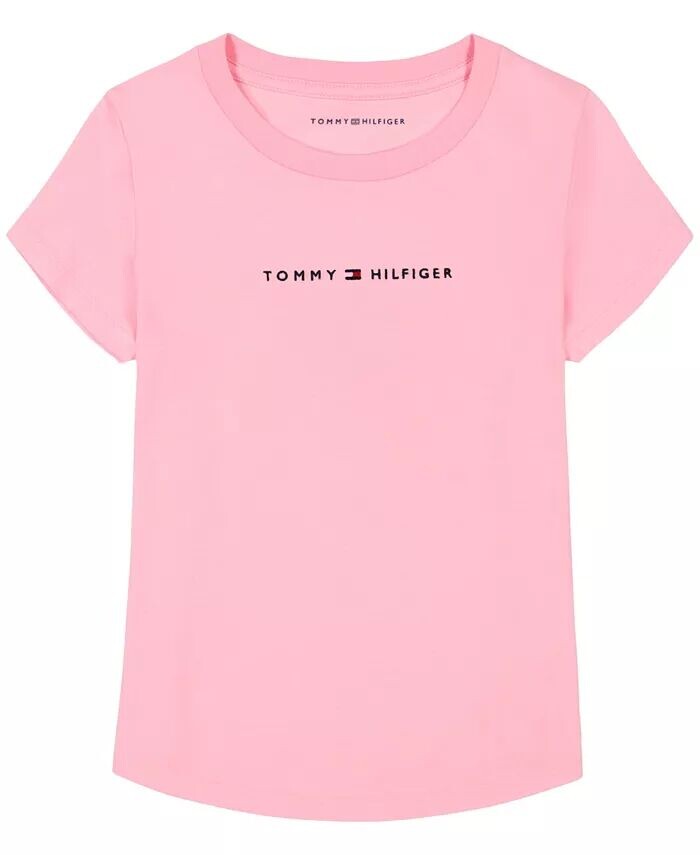 

Классическая футболка с вышивкой Little Girls Tommy Hilfiger, синий