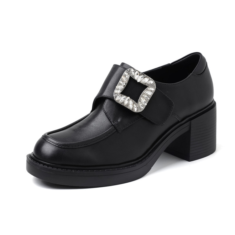 Echo&yolo Лоферы женские черные из черной кожи коровы, цвет Black Cow Leather