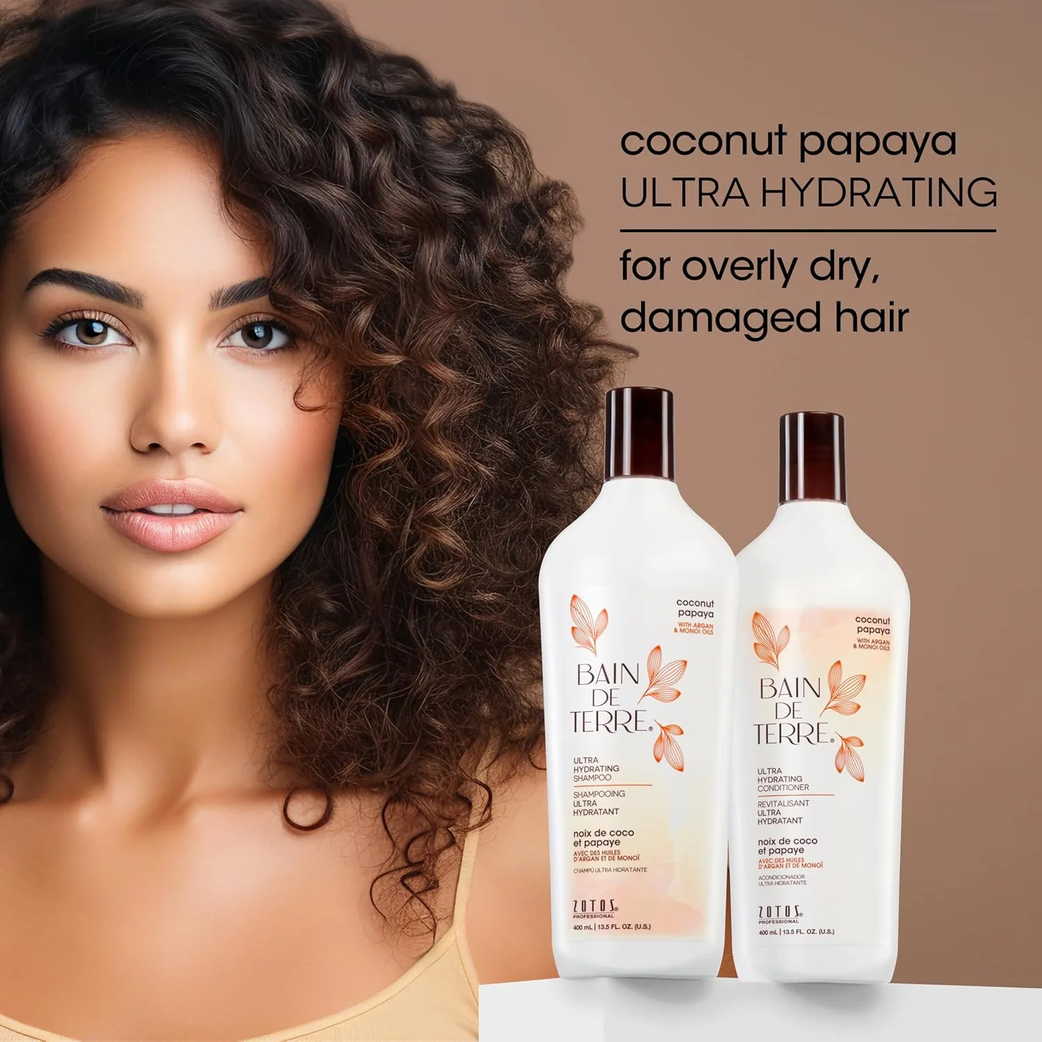 Шампунь Bain de Terre Coconut Papaya Ultra Hydrating для сухих и поврежденных волос с аргановым и монои маслами, без парабенов, для окрашенных волос, vegan 1000 мл (1 шт.) — фото 4