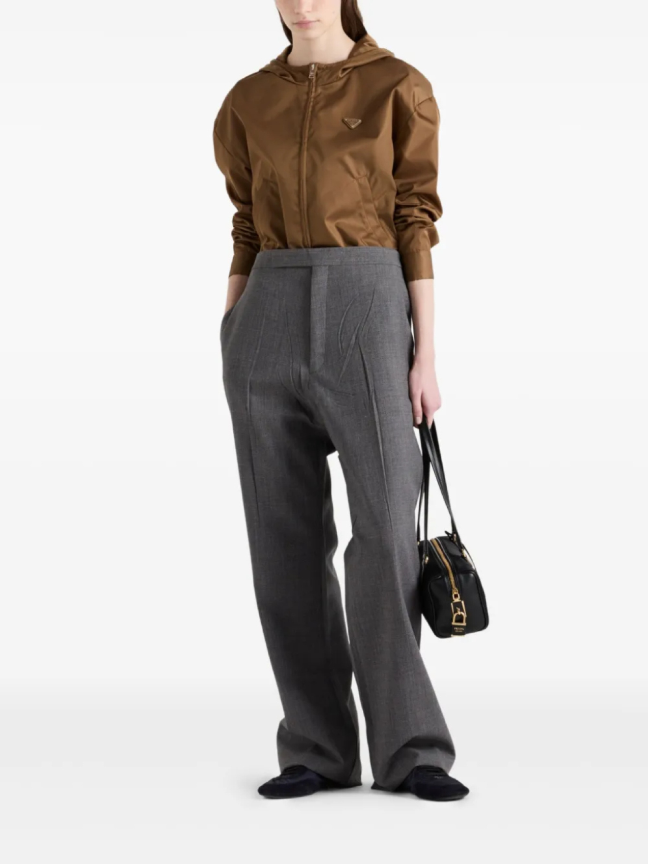 Куртка Prada с логотипом, коричневый