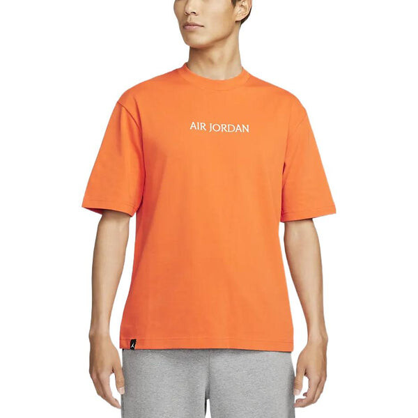 Футболка Men's Air Jordan Solid Color Alphabet Logo Round Neck Short Sleeve Orange T-Shirt, оранжевый — фото 4