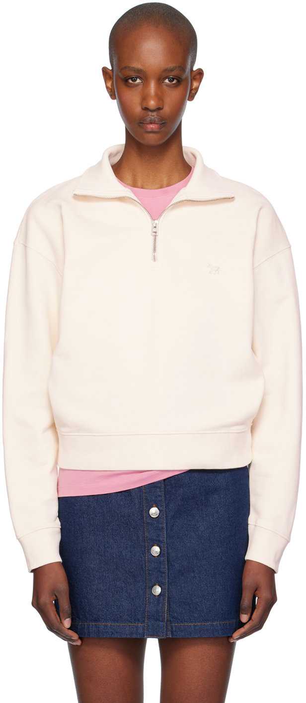 

Свитшот Off-White с нашивкой Baby Fox и полумолнией Maison Kitsune