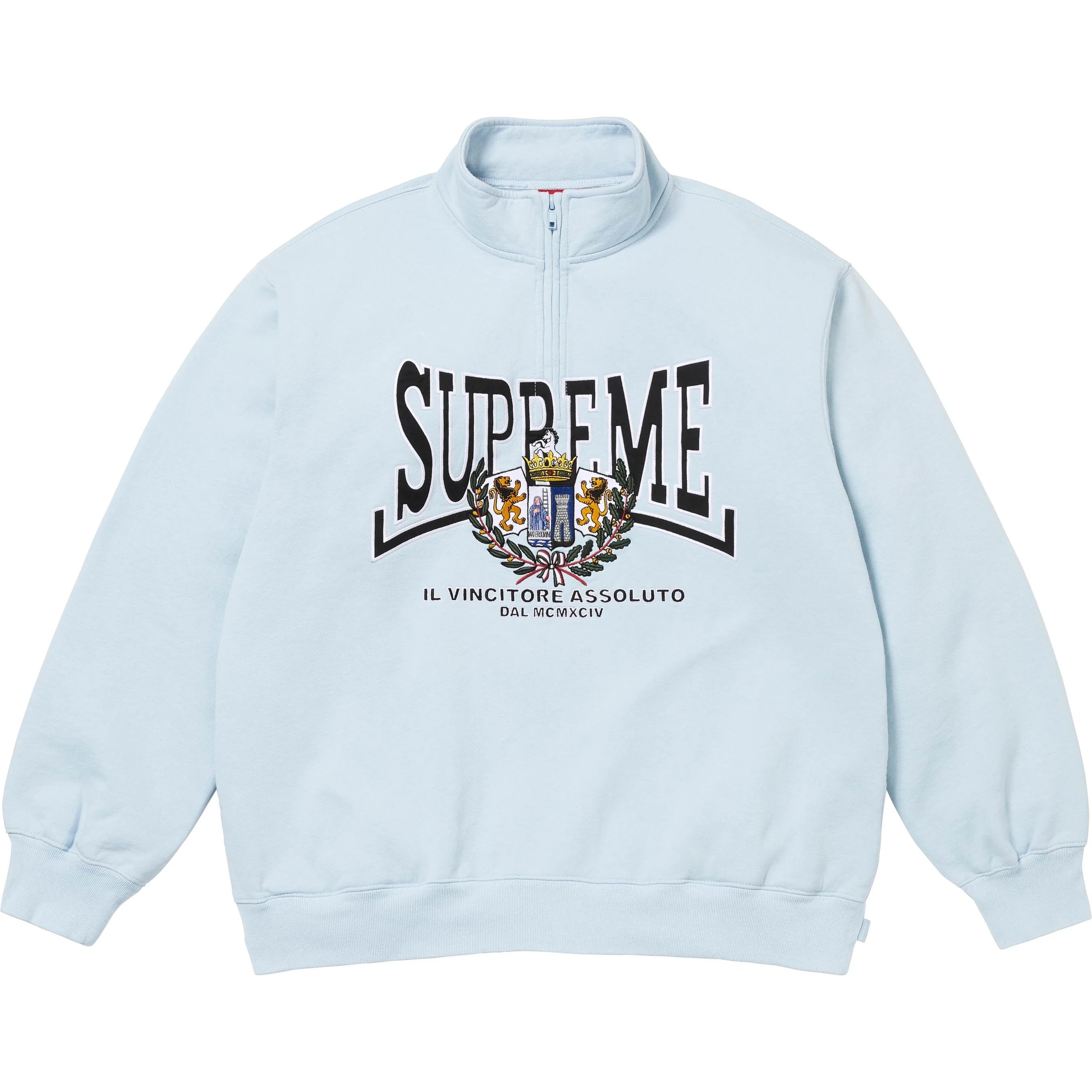 

Свитшот с аппликацией Crest полузастежкой Supreme, светло-голубой, Синий, Свитшот с аппликацией Crest полузастежкой Supreme, светло-голубой