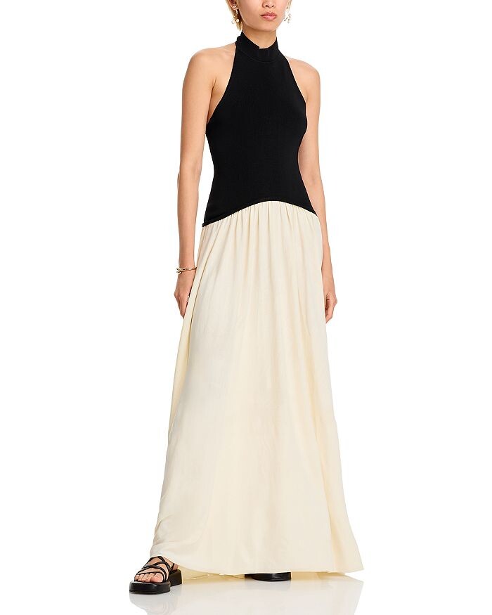 

Однотонное и полосатое платье The Halter Soglio Solid & Striped, мультиколор