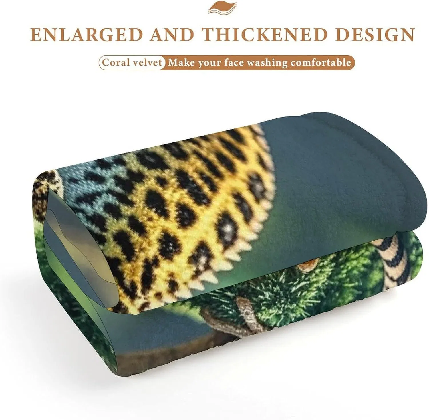 Махровая салфетка для лица KLSVTMEA, 1 шт, 72.9x35.1 см, Leopard Little Gecko — фото 4