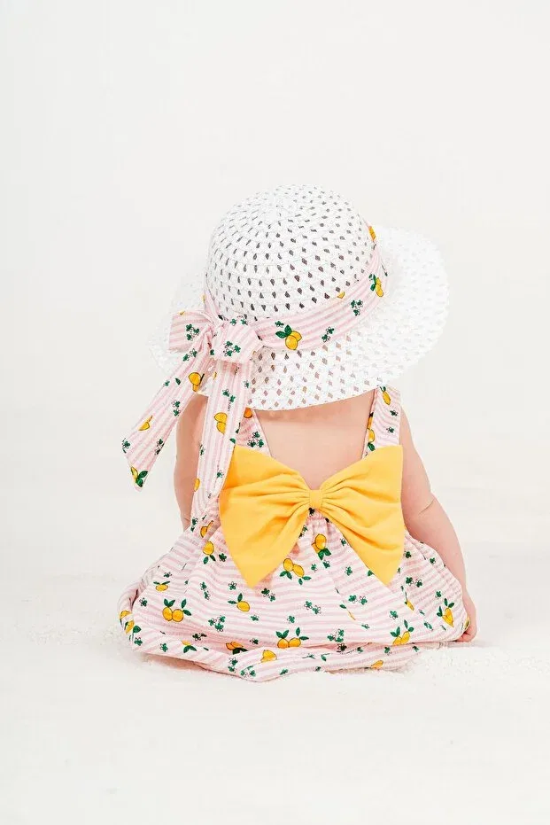Детское платье для девочек с принтом Sweet Lemon Print Chicsy Baby, Cream — фото 4