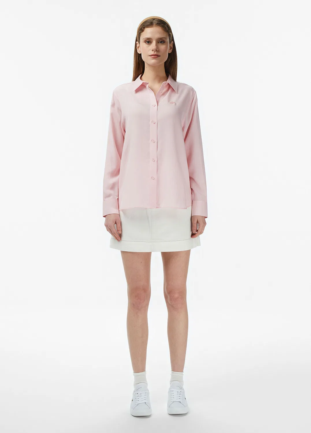 Блузка Lacoste slim fit, розовая — фото 3
