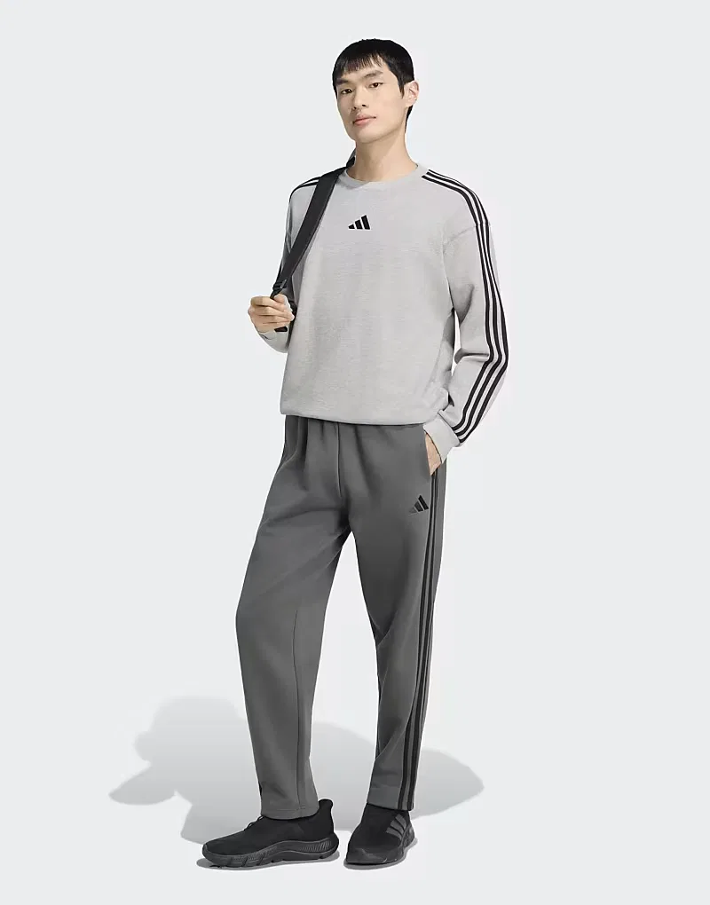 Толстовка Adidas Performance Essentials из французской махровой ткани с тремя полосками, серо-черного — фото 2