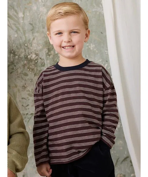 Детская футболка с длинным рукавомиз слабкоттона Regal Stripe JAMIE KAY, Brown — фото 3