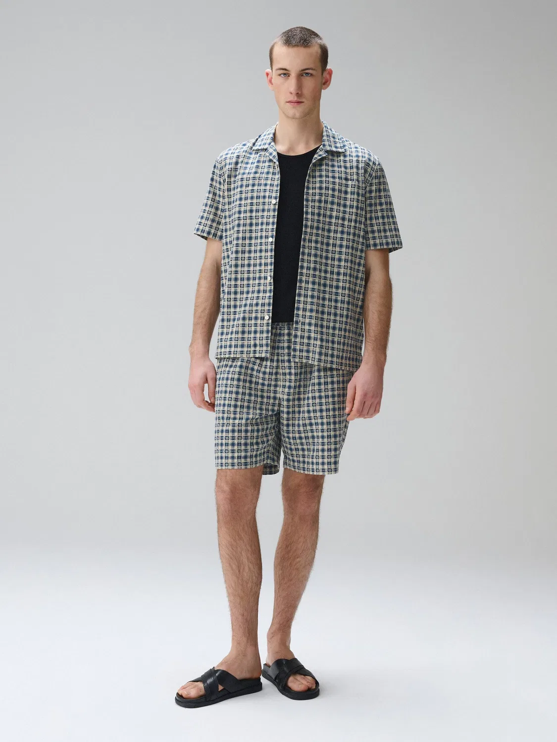 Шорты с текстурной клеткой и кулиской Next, Navy Blue — фото 3