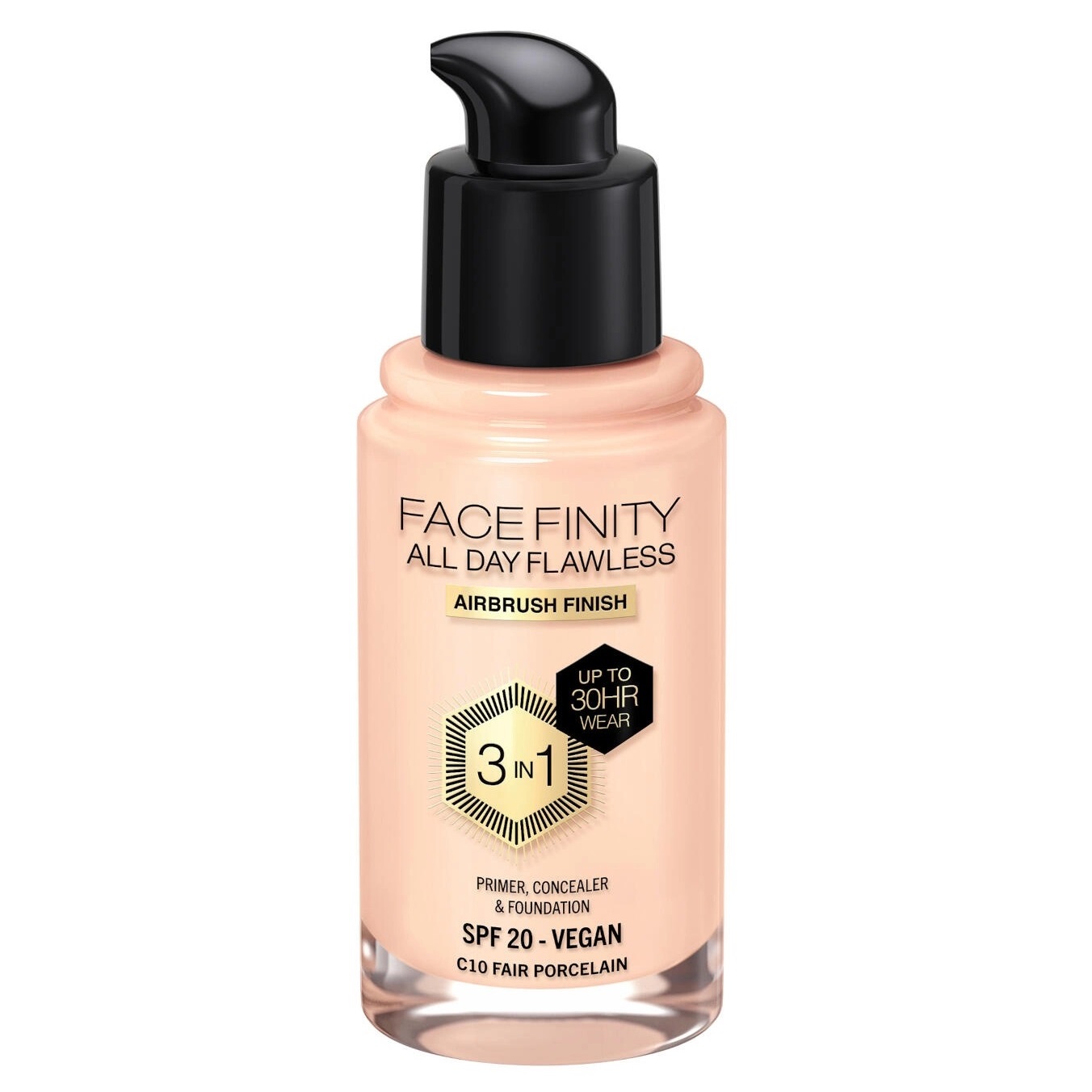 Тональная основа Max Factor Facefinity All Day Flawless 3in1 Spf20, C10 fair porcelain, 30 мл — фото 2
