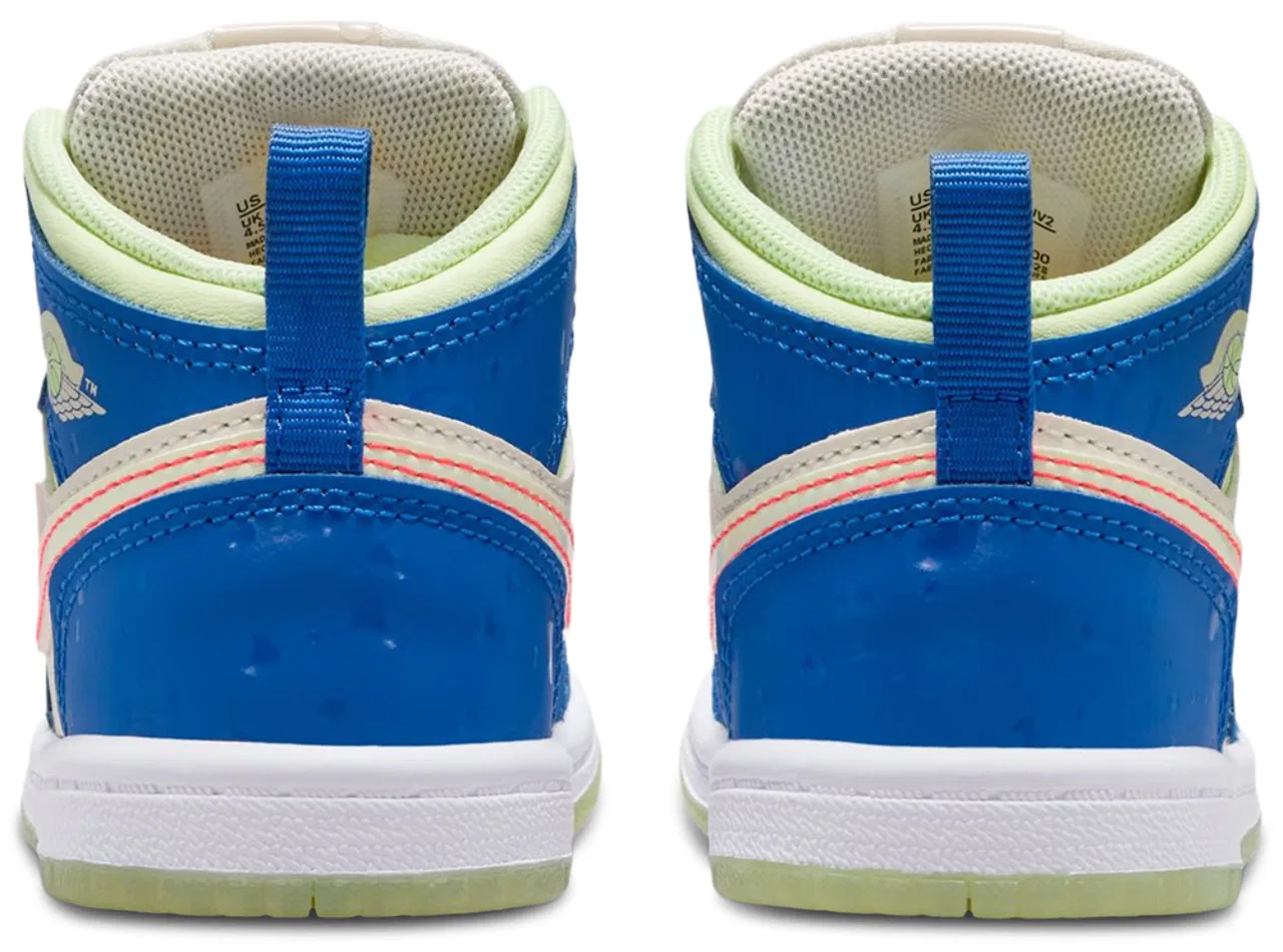 Кроссовки для мальчиков Jordan AJ 1 Mid SE, цвет Volt/Blue/Tan — фото 3