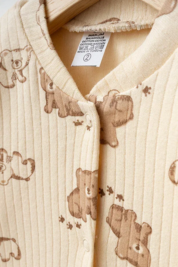 Детское боди-комбинезон хлопковый без манжет Yukobaby Bebeğiniz Için En Doğalı, Beige — фото 2