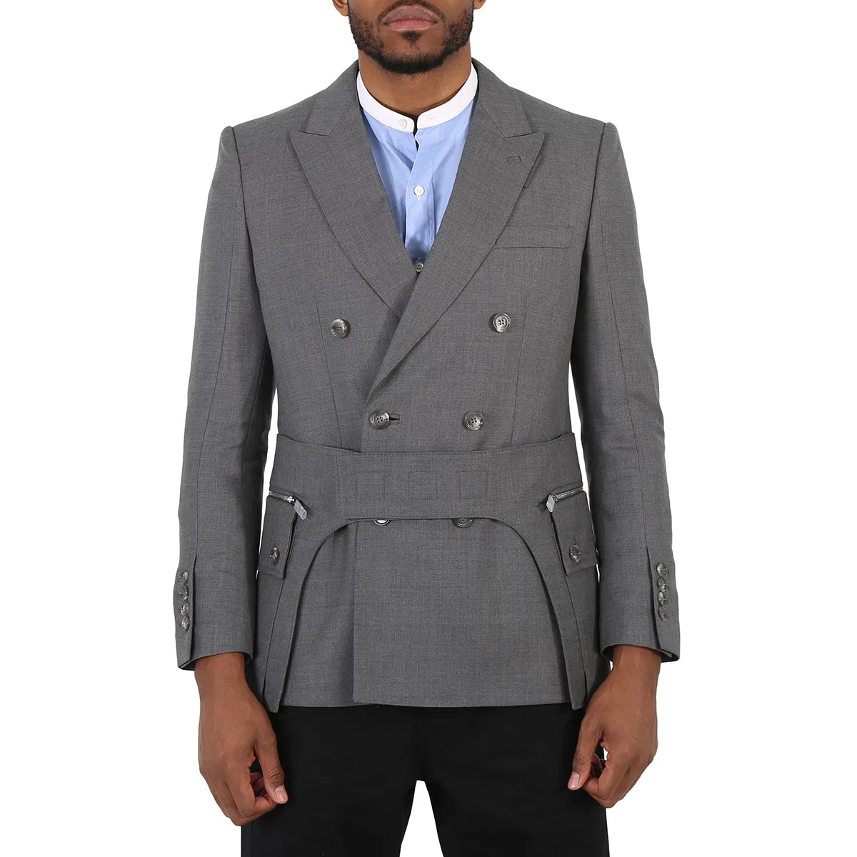 Пиджак приталенный шерстяной English Fit с поясом-карго Burberry, Charcoal Grey