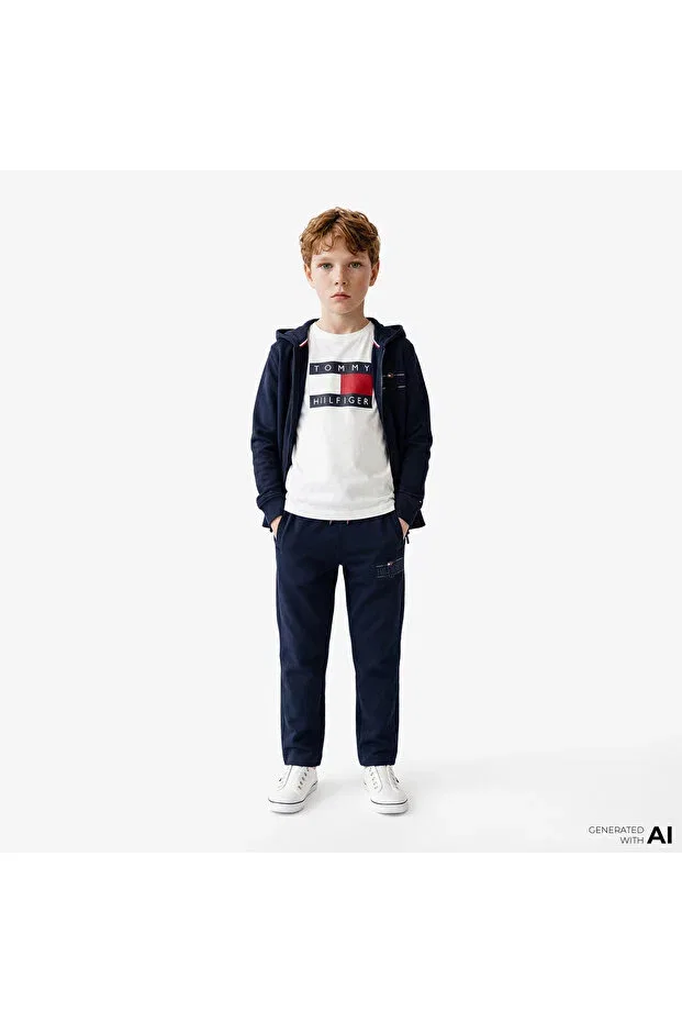 Детские спортивные штаны для девочек с принтом Tommy Hilfiger, Navy Blue