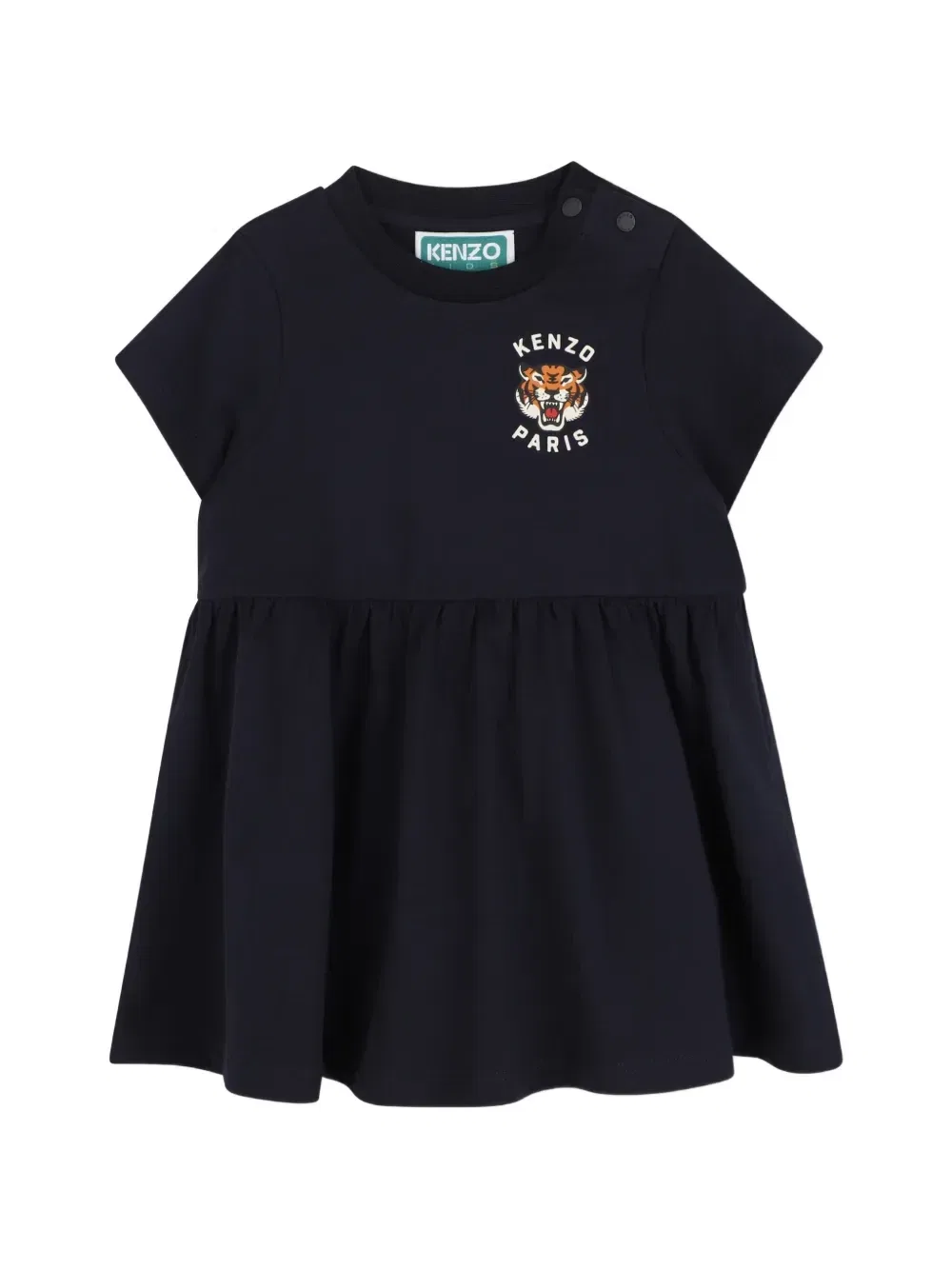 Платье с оборками и принтом Kenzo Kids, синий