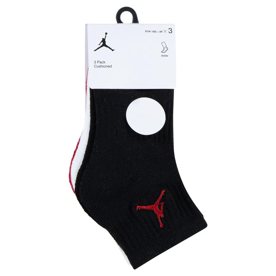Комплект спортивных носков Nike Jordan Jumpman Quarter 3'lü, Бело-черно-красный — фото 3