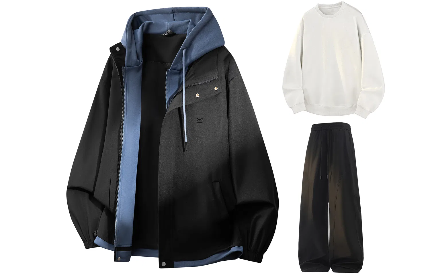 Детский комплект куртка-ветровка и брюки с принтом Black Blue+White+Black MIIOW