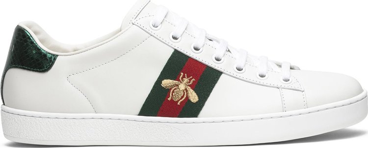 Кроссовки Gucci Wmns Ace Embroidered Bee, белый - фото