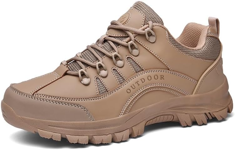 

Мужские треккинговые туфли водонепроницаемые кожаные, низкие кроссовки для прогулок по тропам, туристическая обувь для осени и зимы, противоскользящая рабочая и туристическая обувь Qacksv, хаки