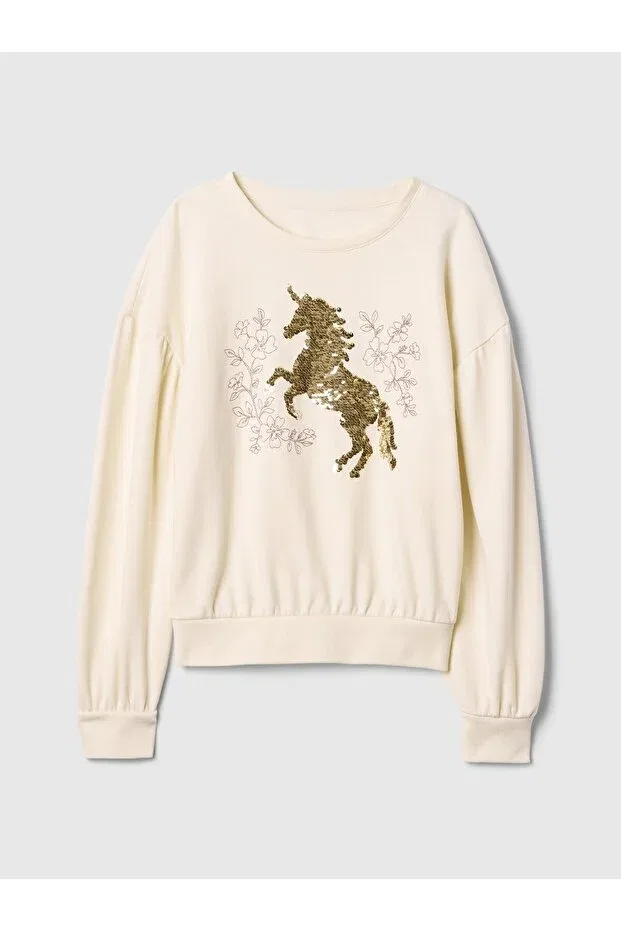 Детские свитшот для девочек с принтом Gap, Off White-000 — фото 2
