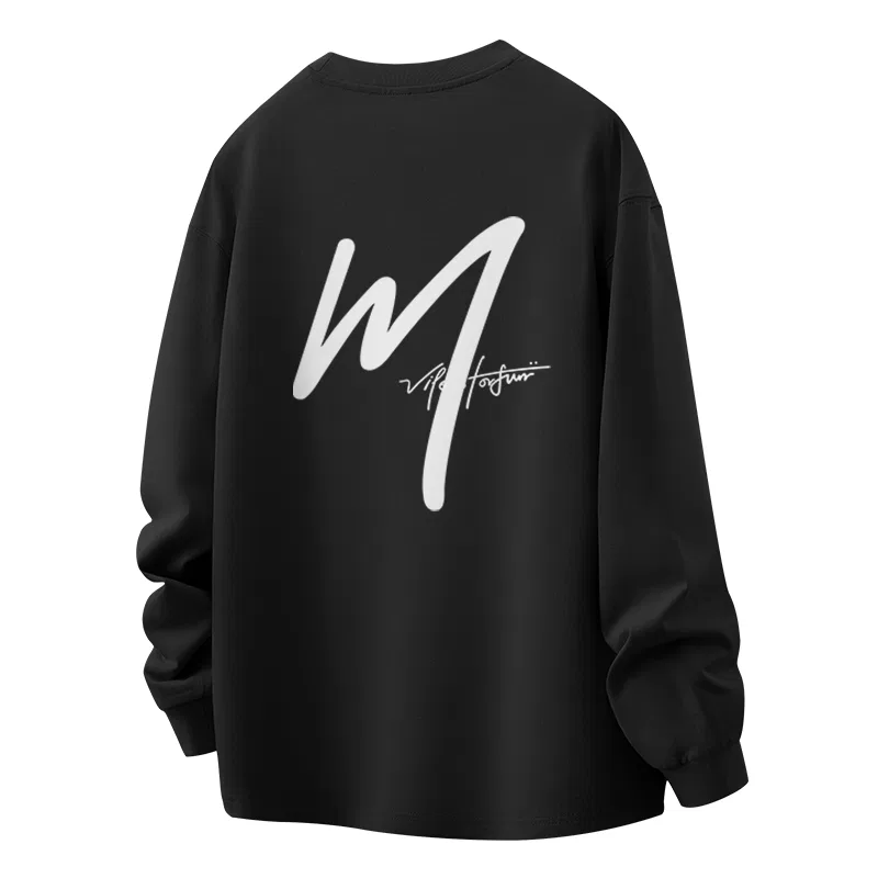 Детская футболка с длинным рукавом Ма Lifestyle Joyful Back Logo MINISO, Heavyweight Black
