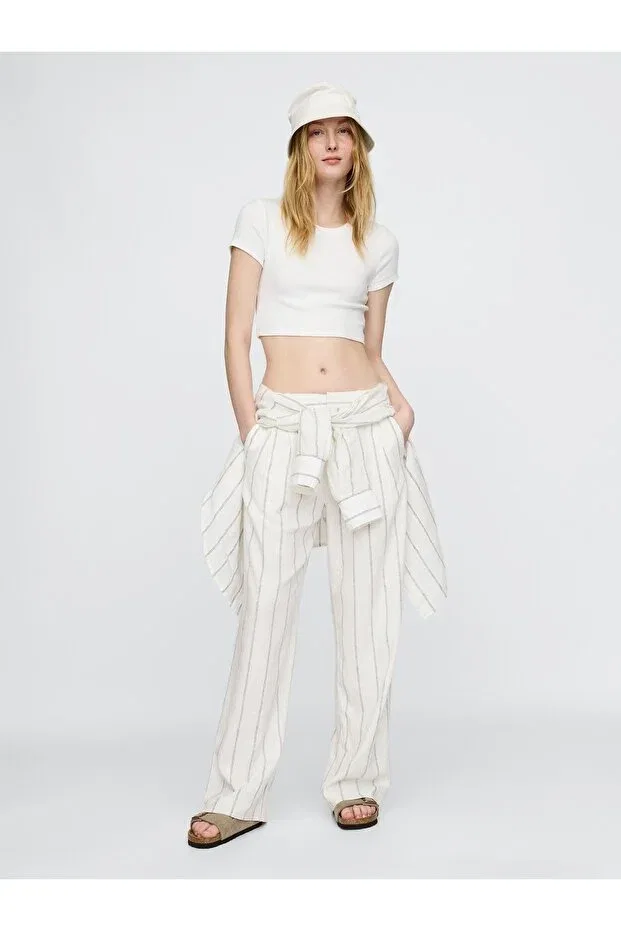 Женские брюки льняные Gap, White-001
