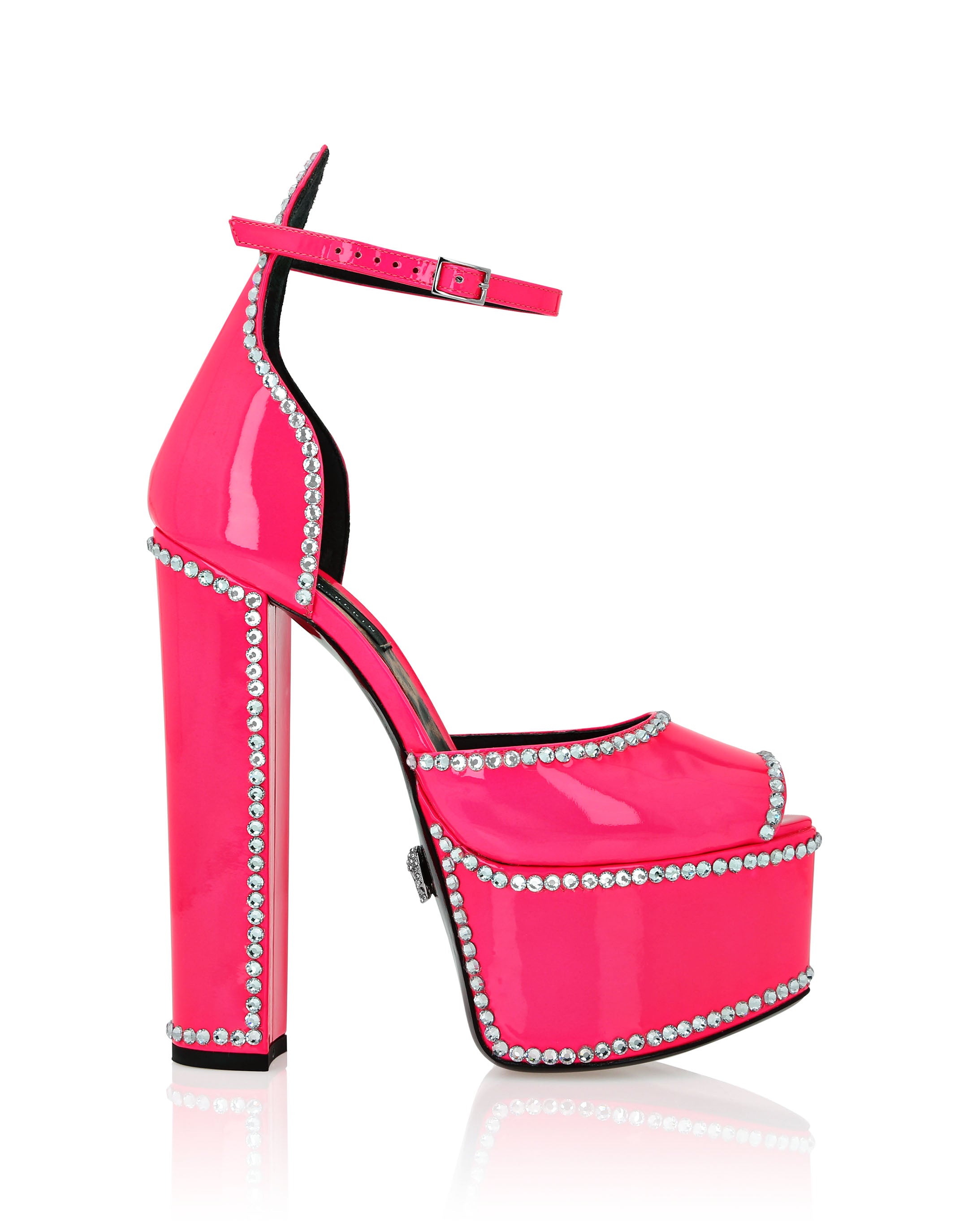 Лакированные босоножки на платформе с высоким каблуком PHILIPP PLEIN, цвет fucsia fluo — фото 2