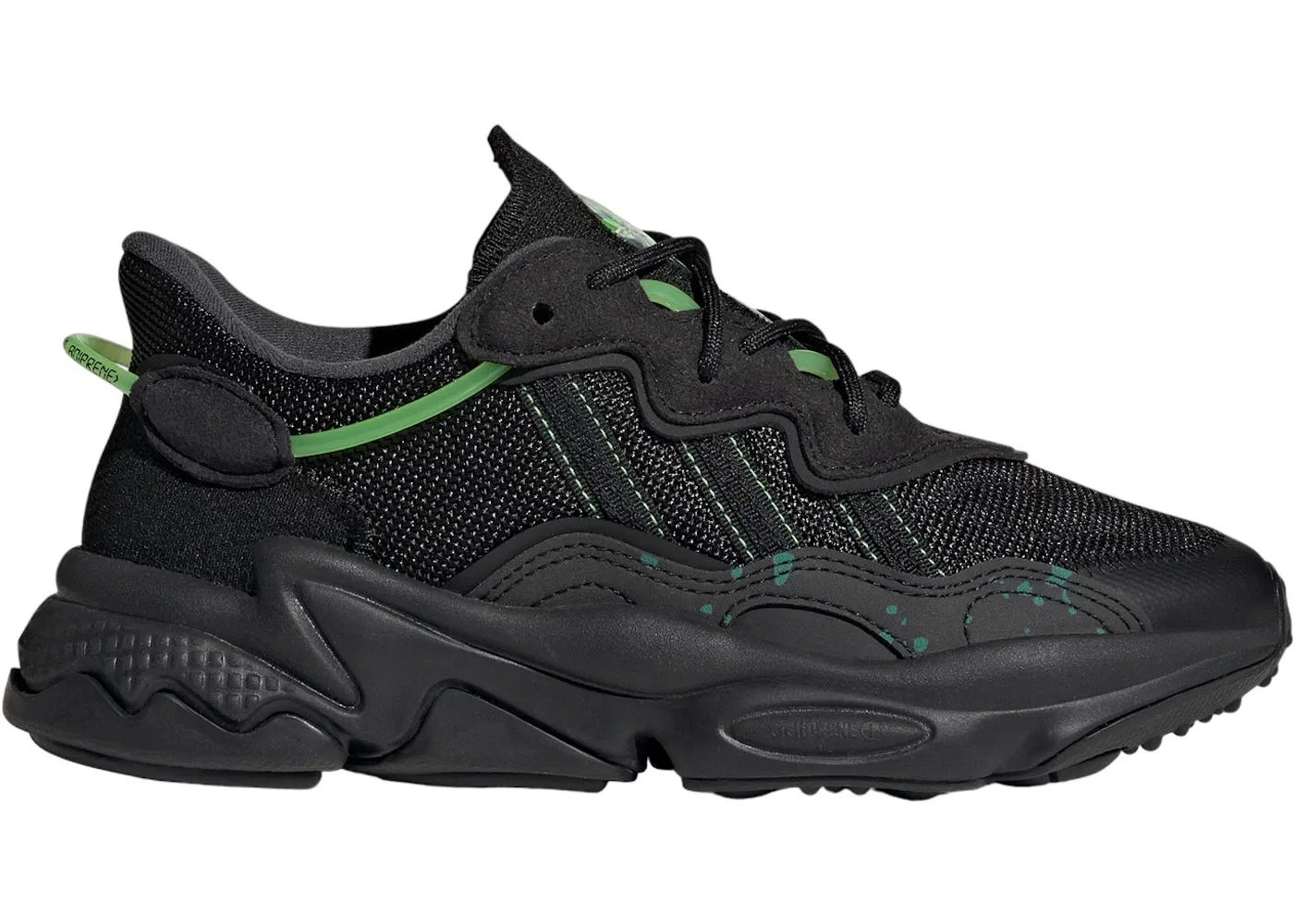 Детские кроссовки с сетчатым верхом Adidas Ozweego, Core Black/Core Black/Solar Green