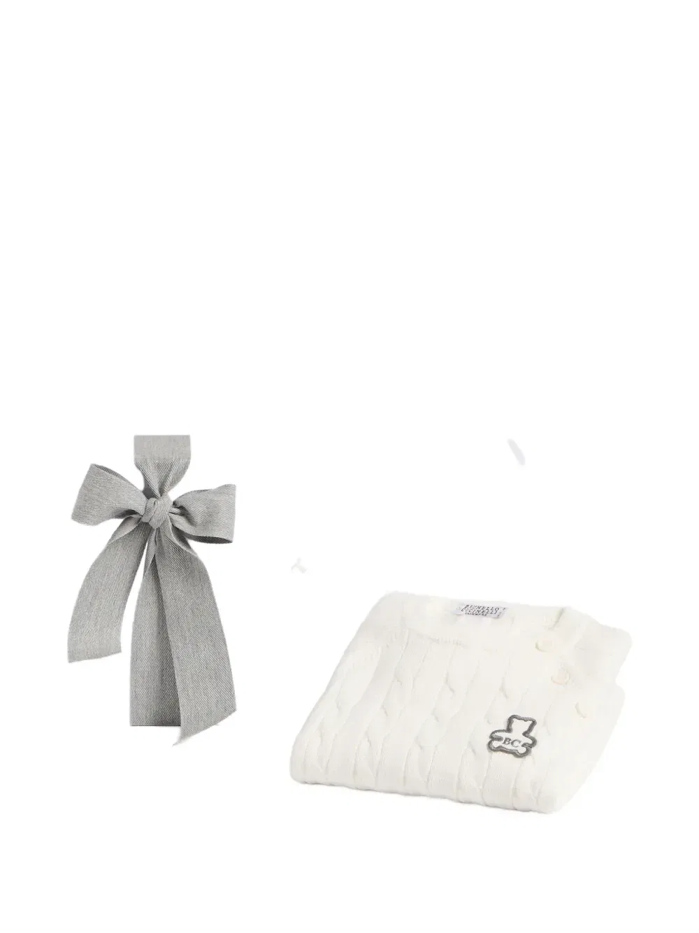 Вязаный из косы свитер Берни Brunello Cucinelli Kids, бежевый — фото 4