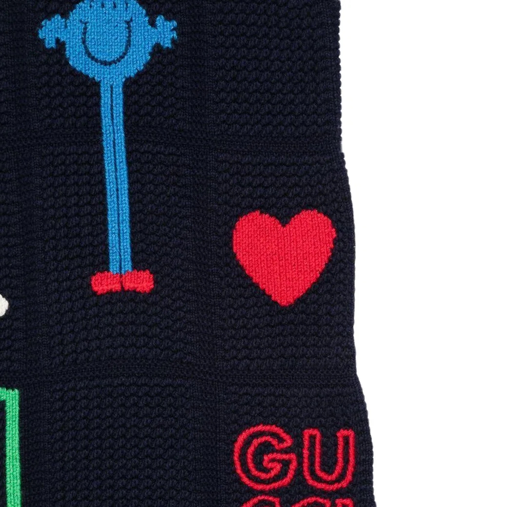 Детское платье для девочек из хлопка Dark Blue GUCCI — фото 4