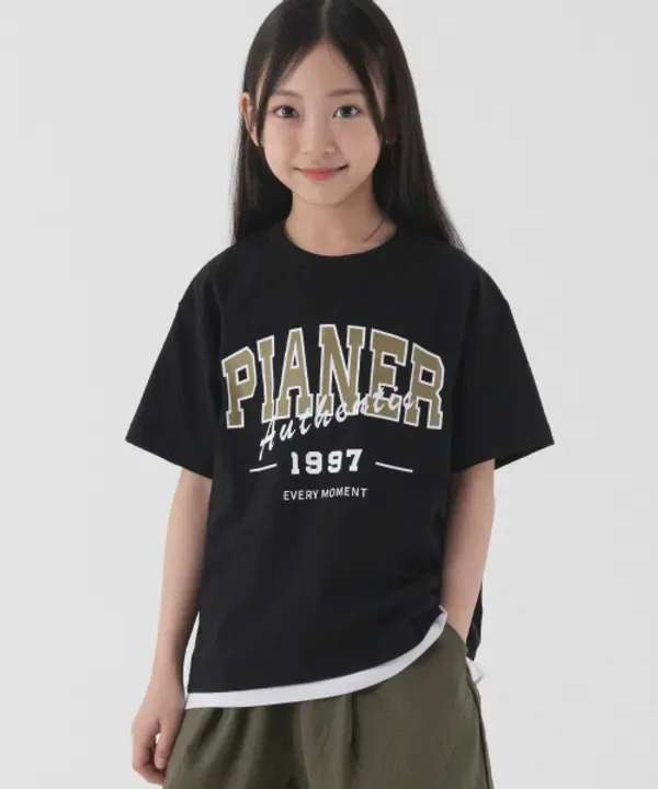 Футболка с большим логотипом, оверсайз, Pianer Kids, черный — фото 4