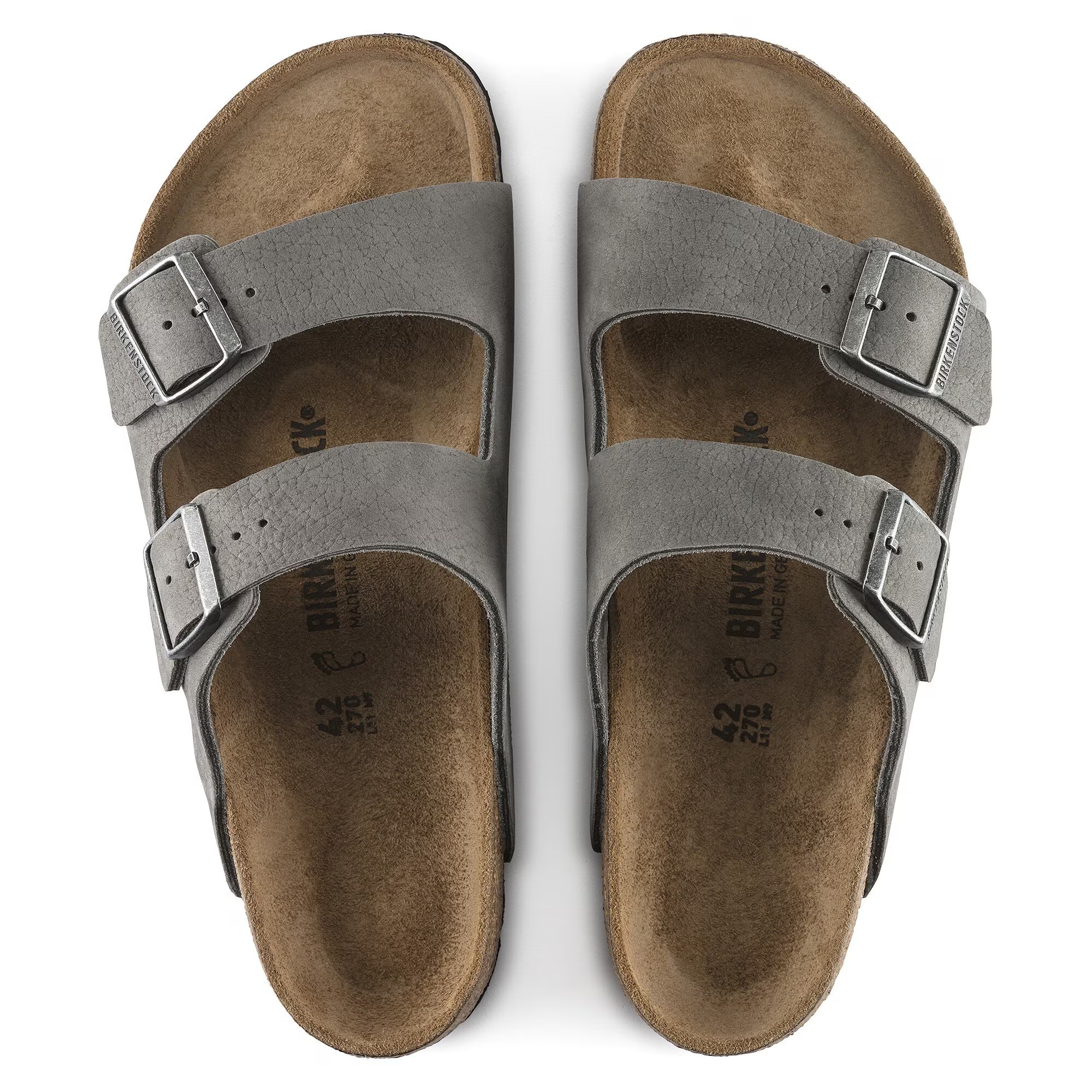 Сандалии Birkenstock Arizona Nubuk Leather, серый — фото 4