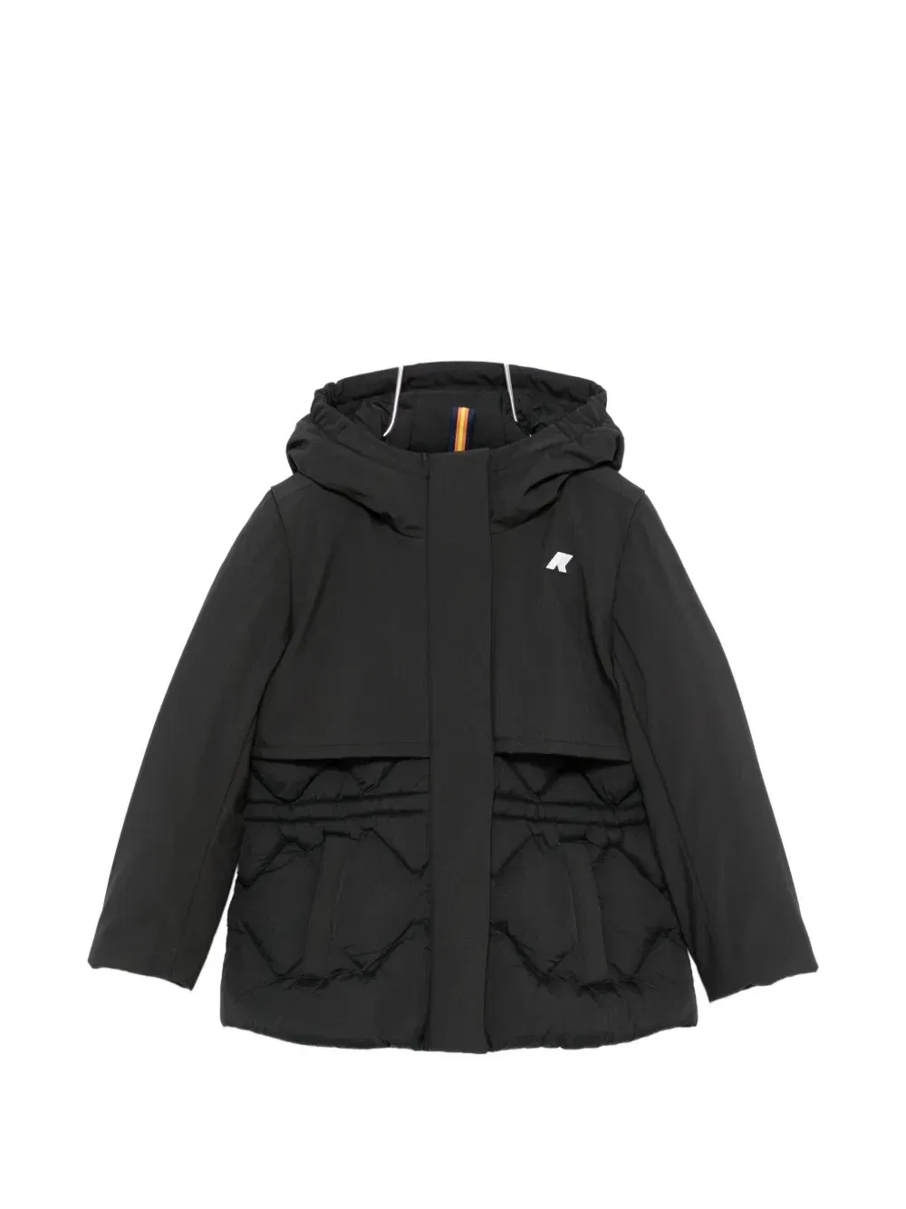 Стеганое пальто с капюшоном K Way Kids, черный