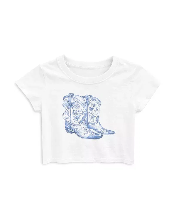 Детская футболка для девочек с принтом Bow Boots Tee KatieJ NYC, белый