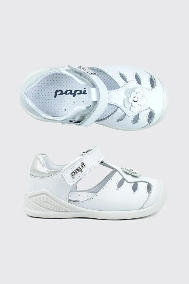 Детская обувь для первых шагов из натуральной кожи Spica Papi Ayakkabı, White