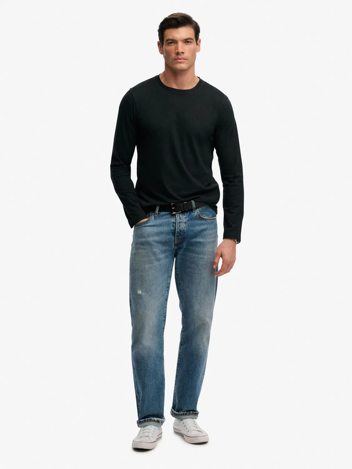 Футболка с длинным рукавом, свободный крой Superdry Classic, черный — фото 3