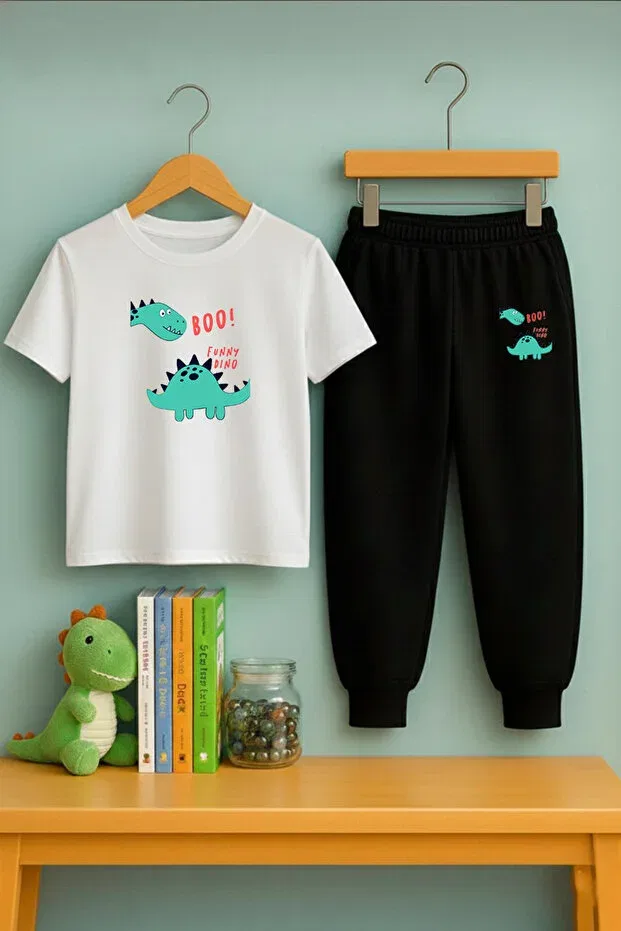 Детский комплект для девочек с принтом Boo Dino B Printed Set Lorvex, White