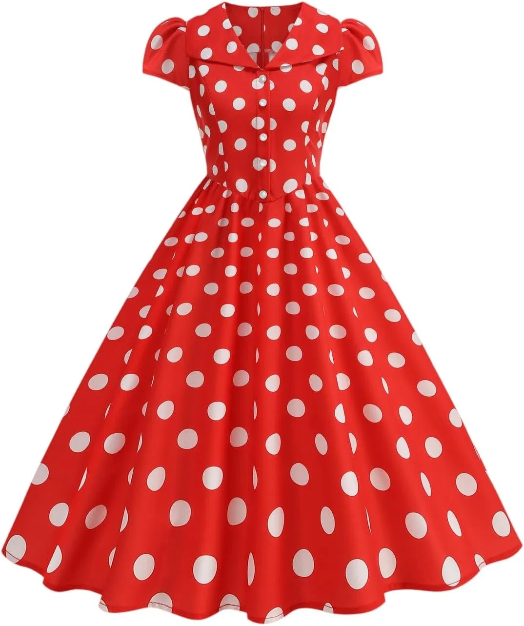 Платье с воротником Питер Пэн ретро Rockabilly Swing, Red