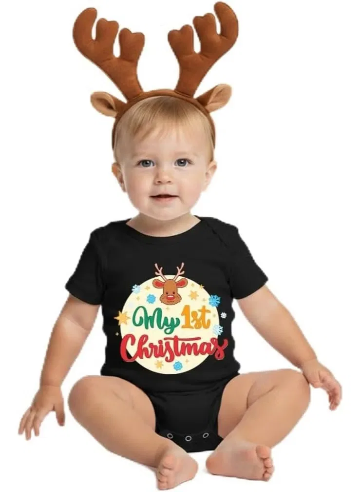 Боди-комбинезон с принтом новогодний с оленем My 1st Christmas Sitara Fashions