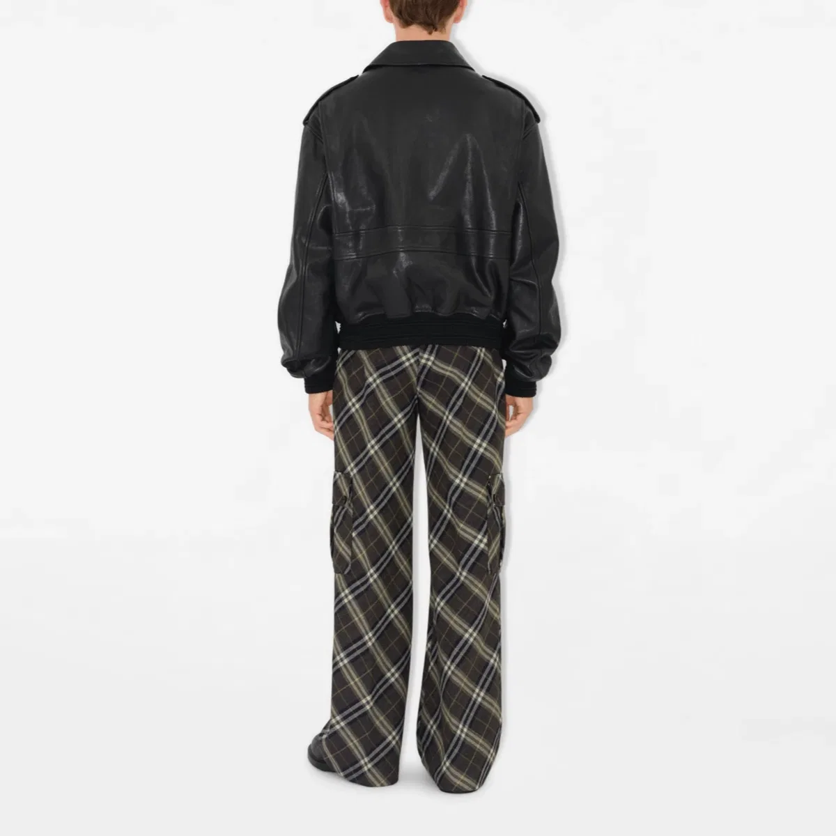 Мужская куртка-бомбер из кожи, Burberry, Black — фото 4