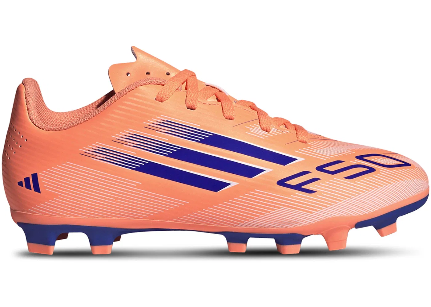 Детские бутсы с шипами FG/MG F50 Club Adidas, Beam Orange/Lucid Blue/Cloud White