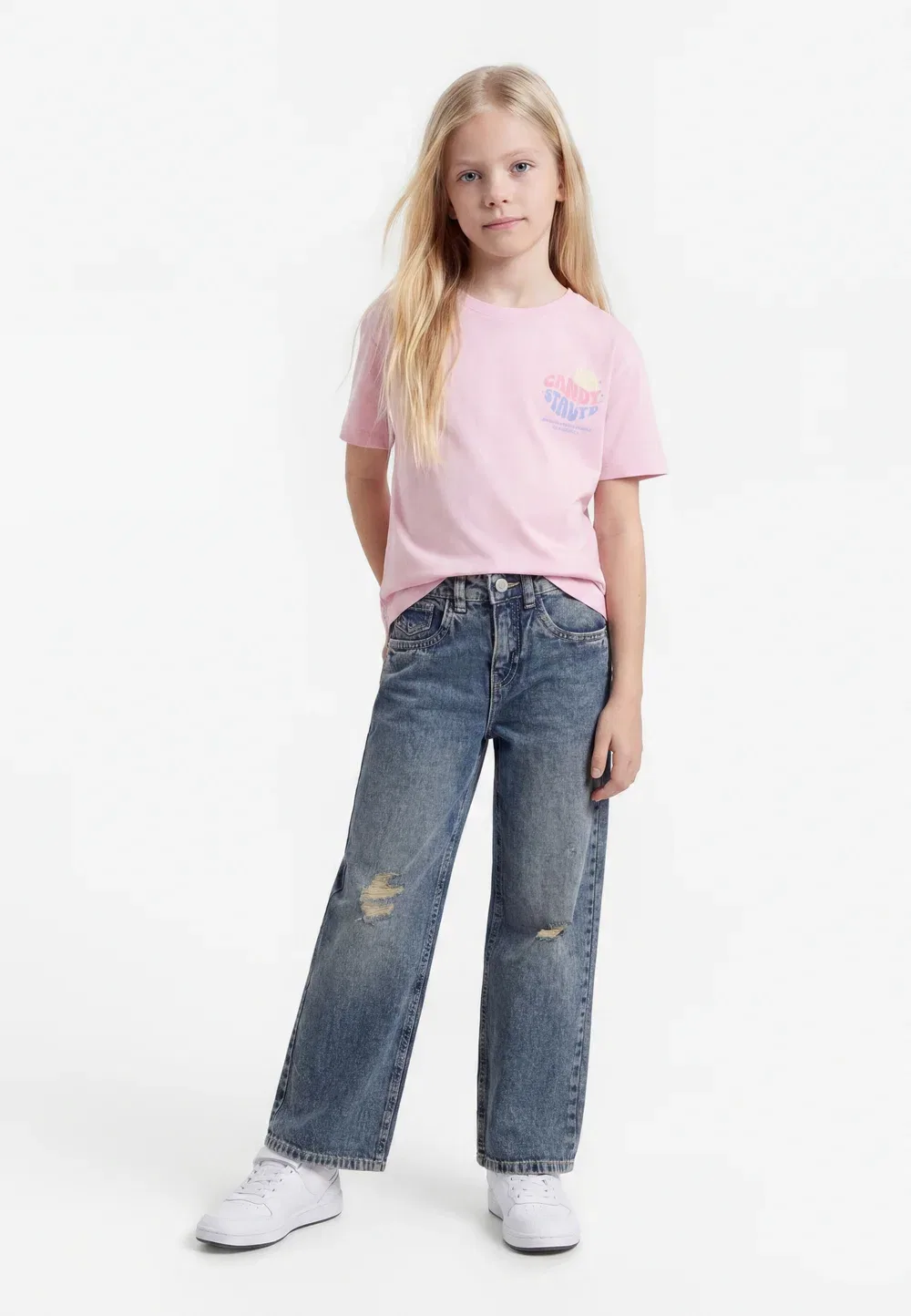 Nkfrose hw широкие джинсы destr 1411-be noos - прямые джинсы Name It, Vintage Medium Blue Denim