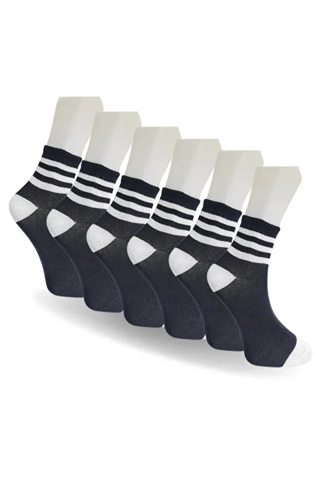 Детские носки с полосками модель Unisex 6-piece striped cotton socks Bazz Plus, Black