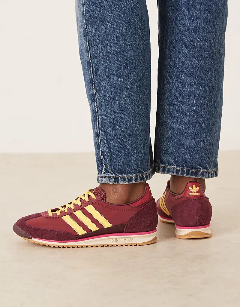 Кроссовки Adidas Originals SL 72 OG бордово-желтого цвета — фото 3