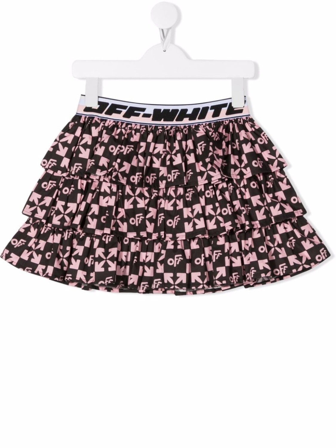 

Off-White Kids юбка с оборками и монограммой, черный