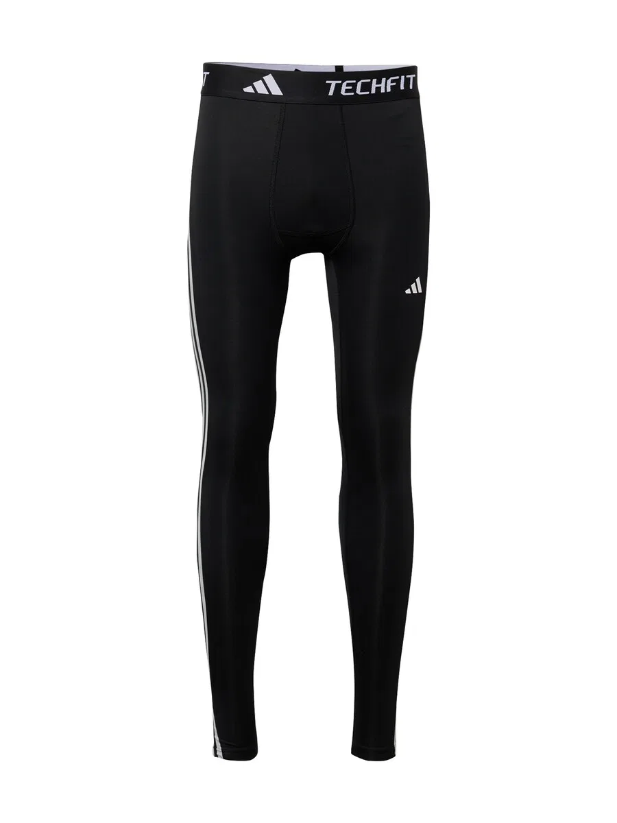 Спортивные шорты-скинни ADIDAS PERFORMANCE 'TECHFIT Compression Training 3-Stripes Long' черного цвета