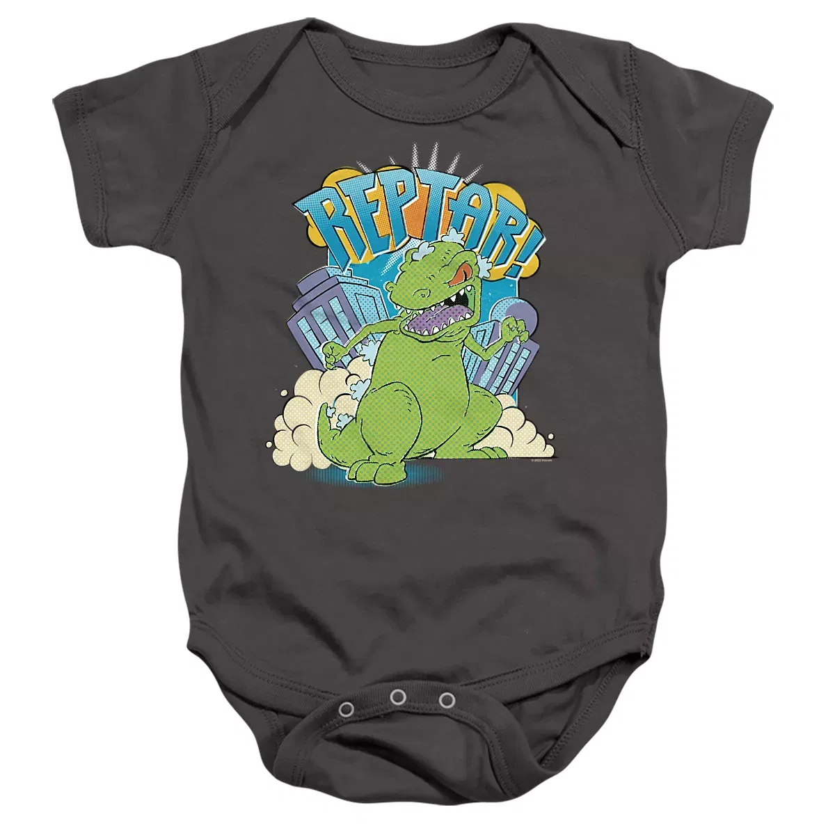Детское боди с коротким рукавом Reptar Stomp Rugrats, Charcoal